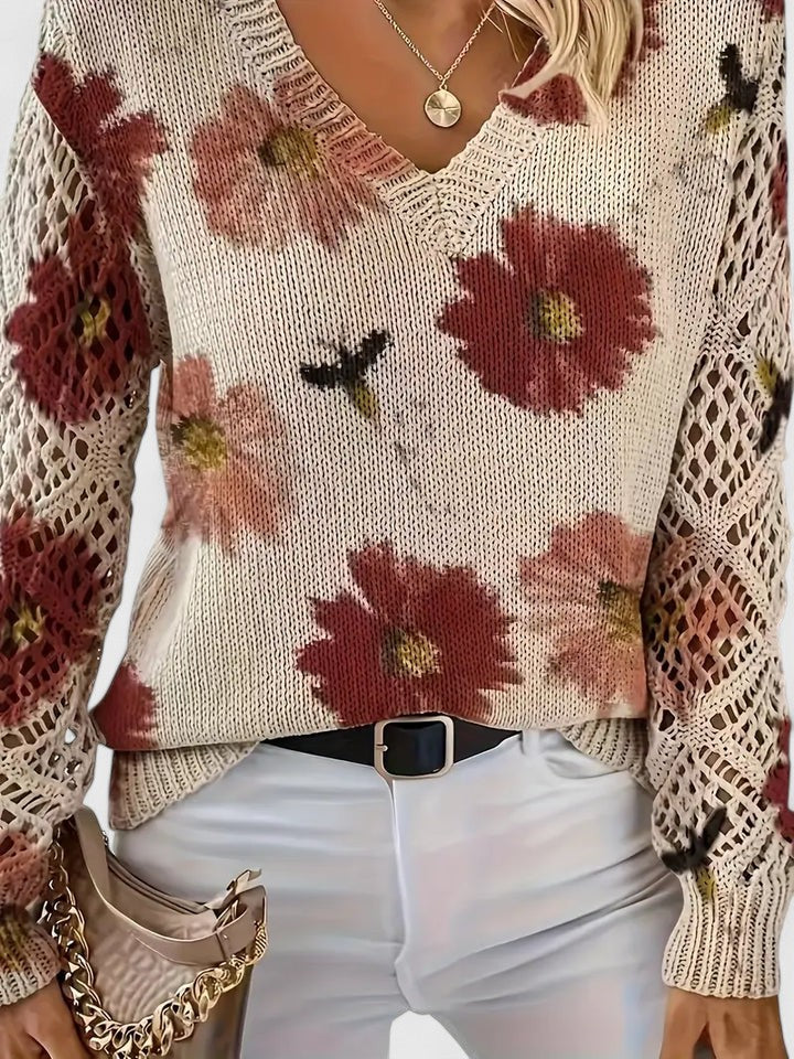 Élise™ | Pull élégant à motif fleuri