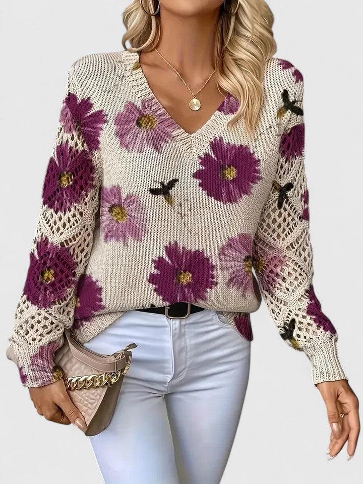 Élise™ | Pull élégant à motif fleuri