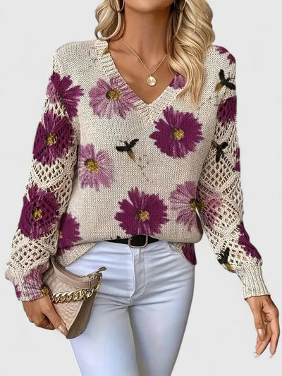 Élise™ | Pull élégant à motif fleuri