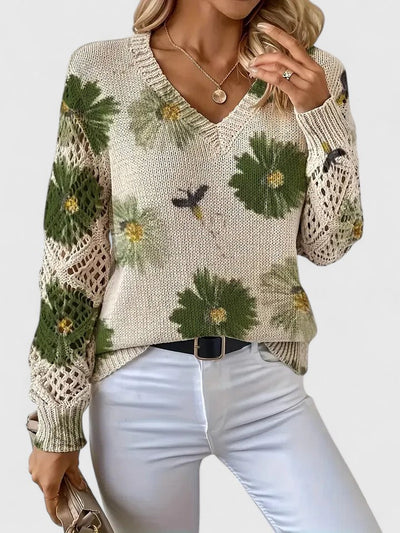 Élise™ | Pull élégant à motif fleuri