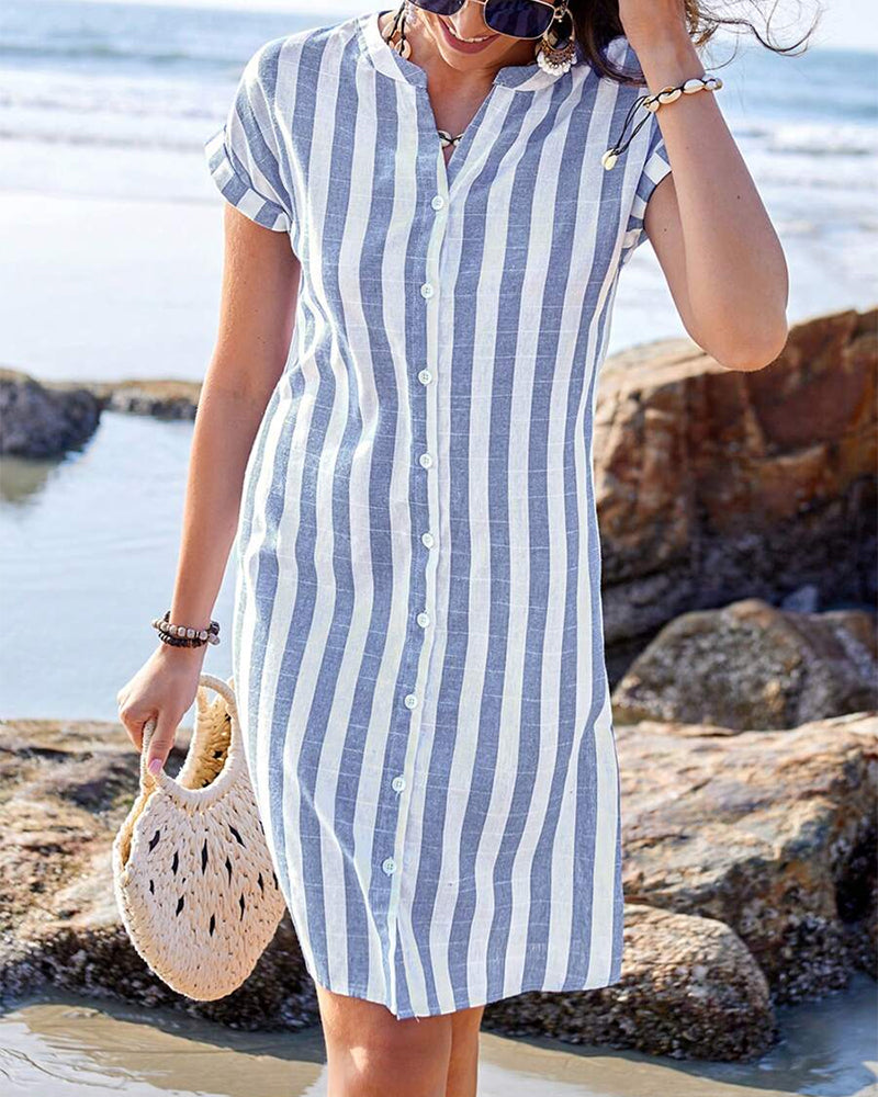 Julia™ | Robe-chemise rayée élégante