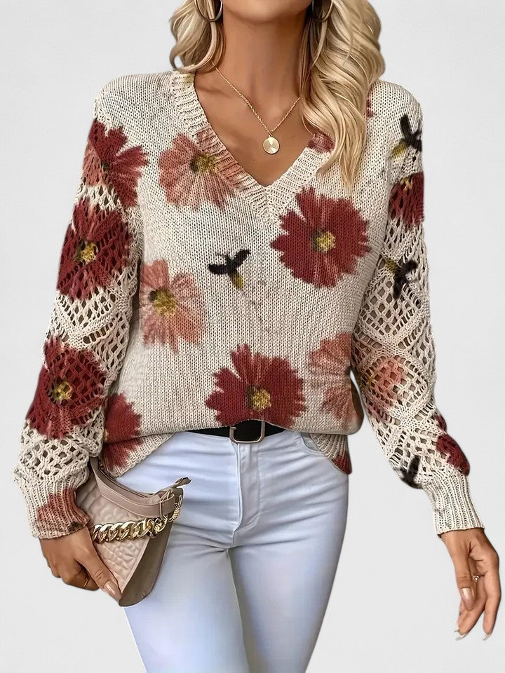 Élise™ | Pull élégant à motif fleuri