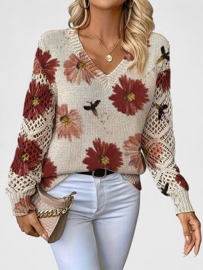 Élise™ | Pull élégant à motif fleuri
