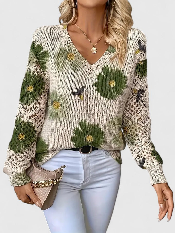 Élise™ | Pull élégant à motif fleuri