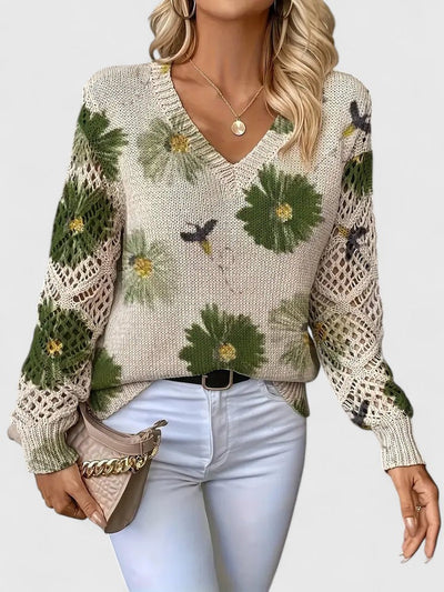 Élise™ | Pull élégant à motif fleuri