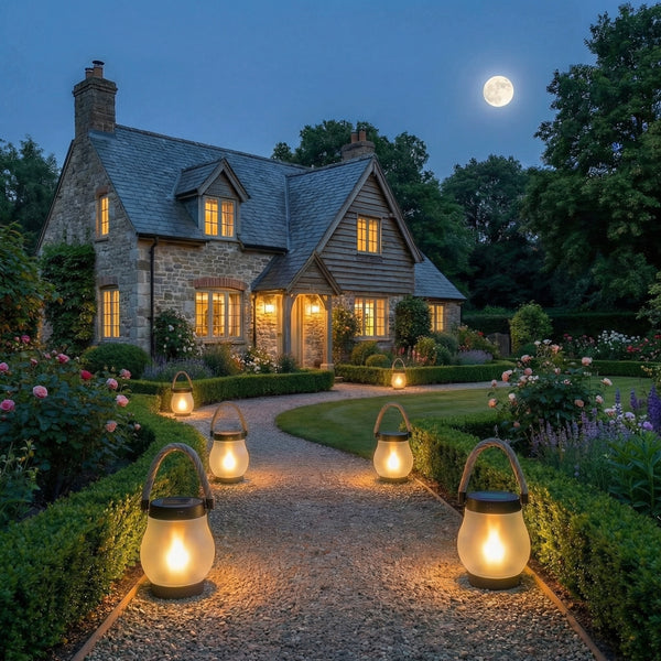 Flamméa™ | Lanterne Solaire, lanternes solaires chemin maison nuit lune