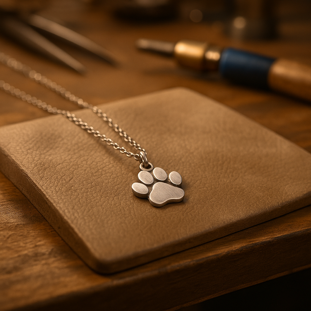 Élégant collier avec pendentif patte en argent